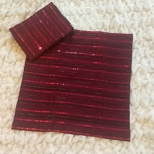 NWOT Set of 2 Red Beaded Pillow Covers